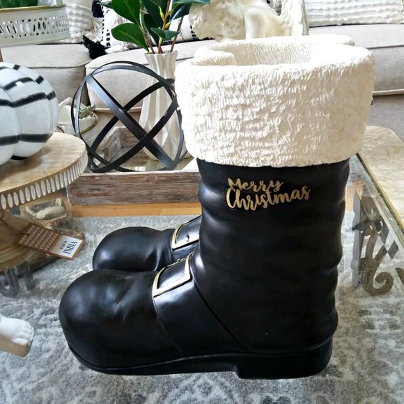 NEW! FARMHOUSE Christmas LARGE Santa BOOTS DECOR - Picture 4 of 6